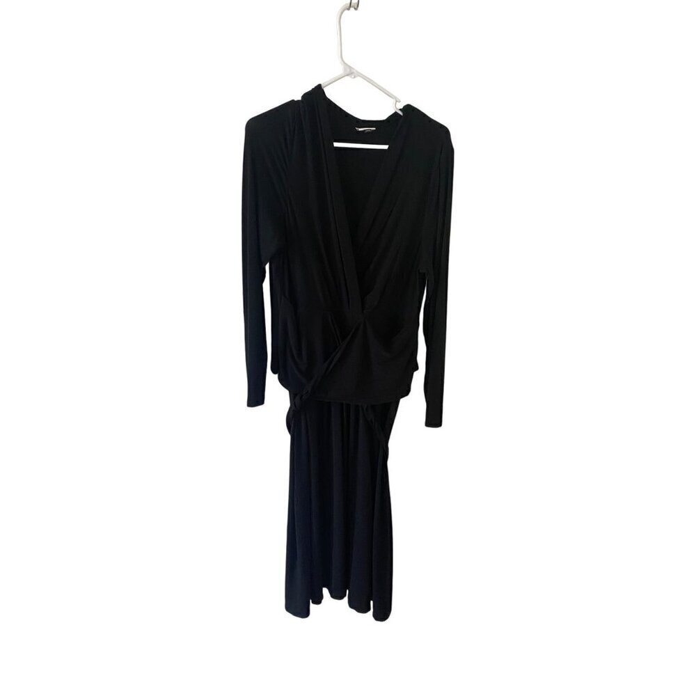 Cabi Women's Black Wrap Long Sleeve Dishi Dress - Medium - Picture 3 of 15